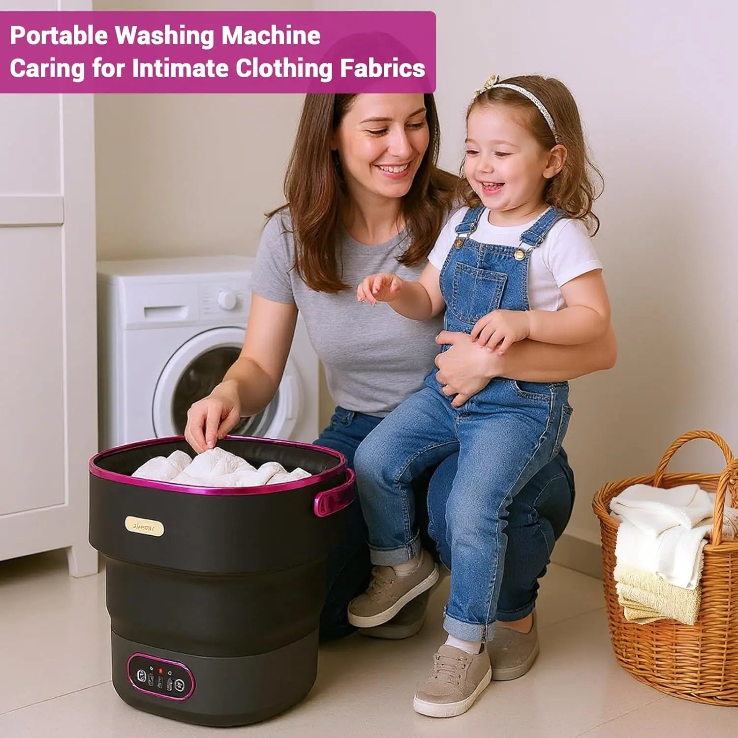 Mini lavadora portátil de 13L – Lavadora compacta plegable para ropa de bebé, ropa interior y viajes